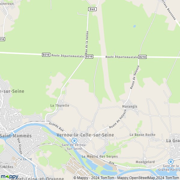 La carte pour la ville de Vernou-la-Celle-sur-Seine 77670