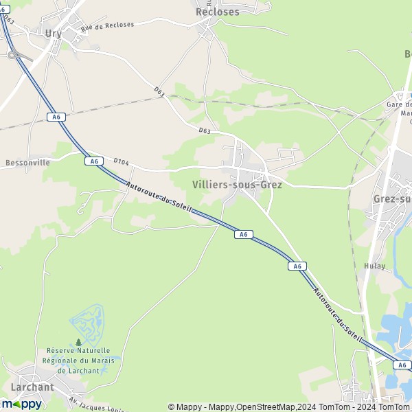 La carte pour la ville de Villiers-sous-Grez 77760