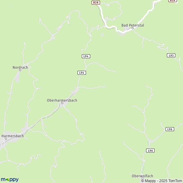 La carte pour la ville de 77784 Oberharmersbach