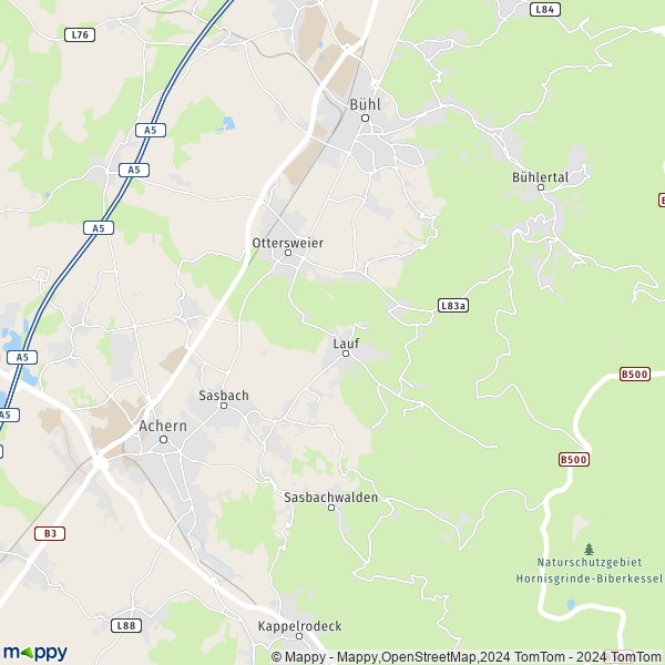 La carte pour la ville de 77833-77889 Sasbach