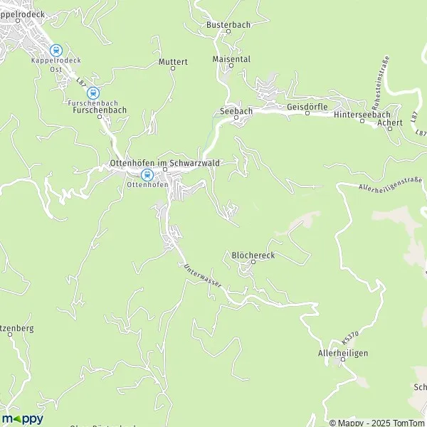 La carte pour la ville de 77883 Ottenhöfen im Schwarzwald