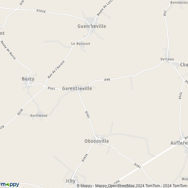 La carte pour la ville de Garentreville 77890