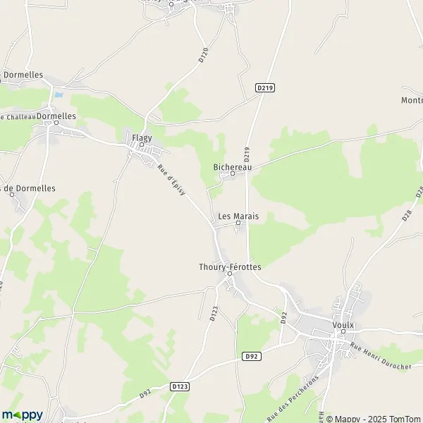 Plan ThouryFérottes carte de ThouryFérottes (77940) et infos pratiques