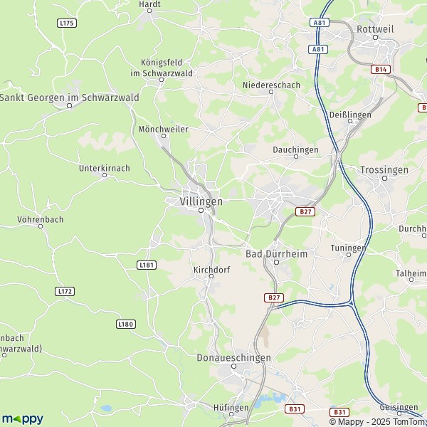 La carte pour la ville de 78048-78056 Villingen-Schwenningen