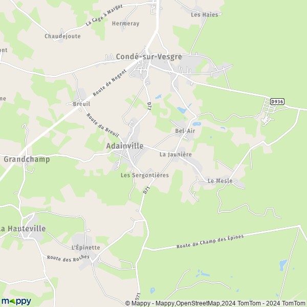 La carte pour la ville de Adainville 78113