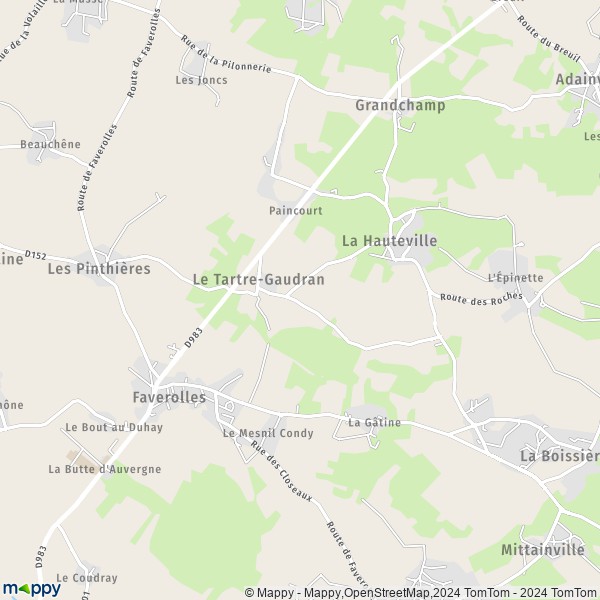 La carte pour la ville de Le Tartre-Gaudran 78113