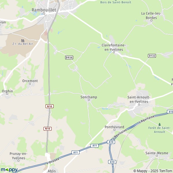 La carte pour la ville de Sonchamp 78120