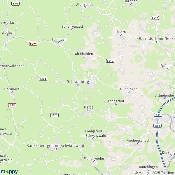 La carte pour la ville de 78132-78713 Schramberg