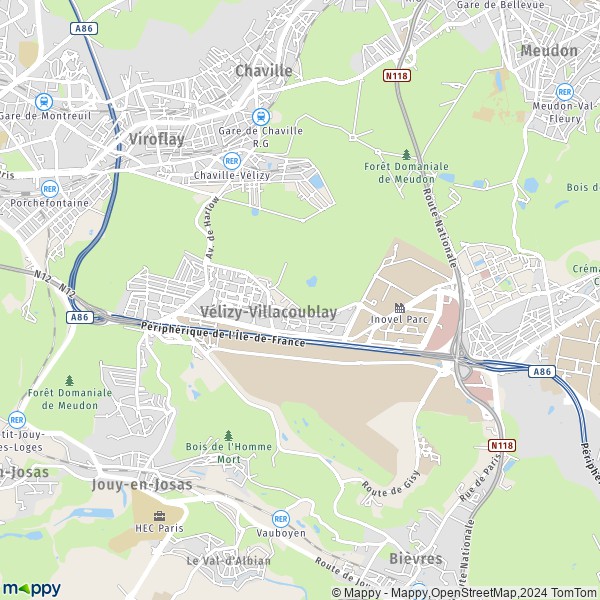 La carte pour la ville de Vélizy-Villacoublay 78140