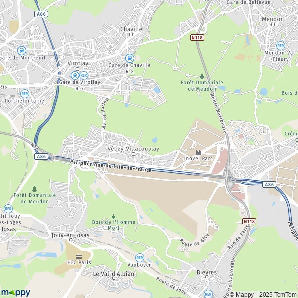 La carte pour la ville de Vélizy-Villacoublay 78140