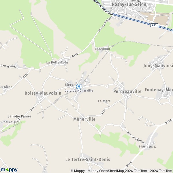 La carte pour la ville de Perdreauville 78200
