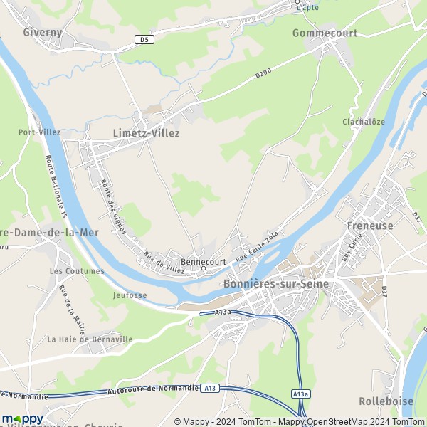 La carte pour la ville de Bennecourt 78270