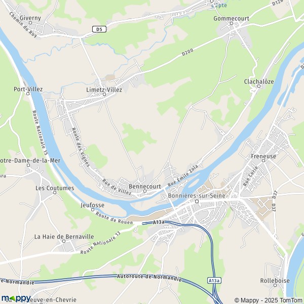 La carte pour la ville de Bennecourt 78270