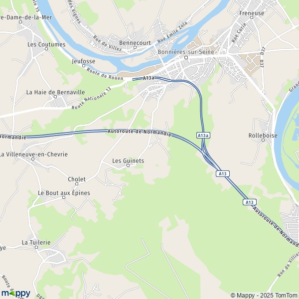 La carte pour la ville de Bonnières-sur-Seine 78270