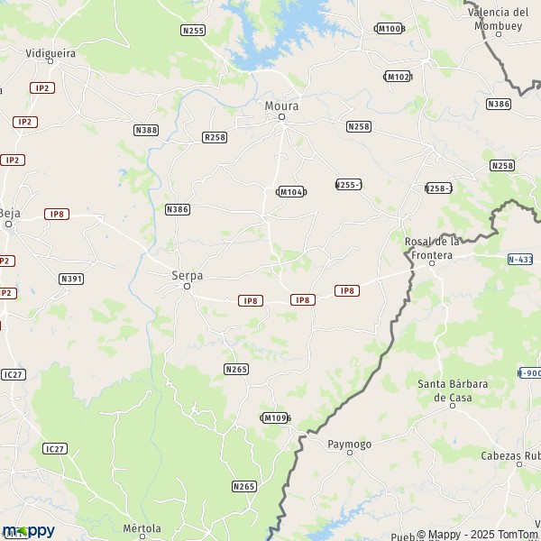 La carte pour la ville de 7830 Serpa