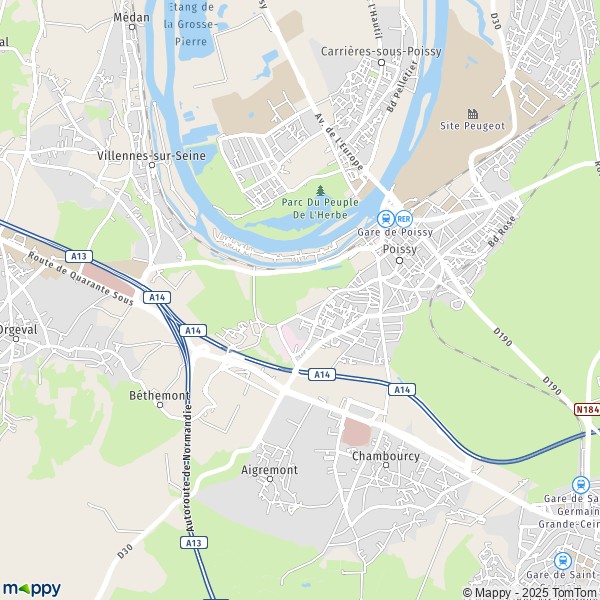 La carte pour la ville de Poissy 78300