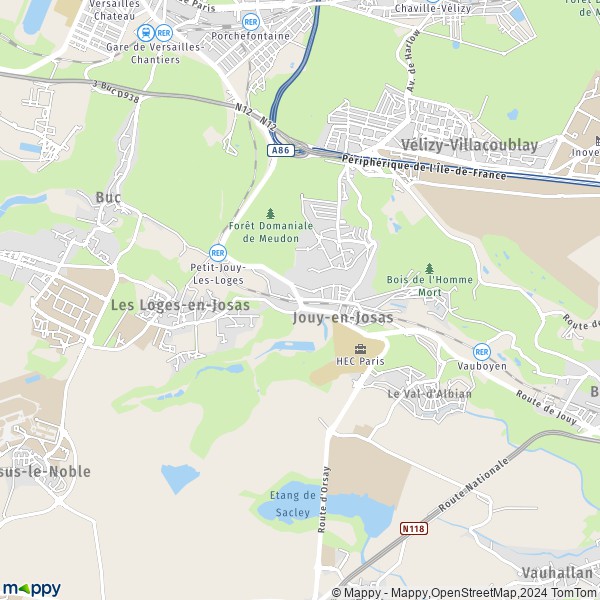 La carte pour la ville de Jouy-en-Josas 78350
