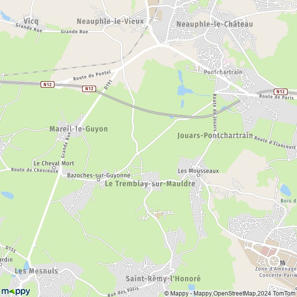 La carte pour la ville de Le Tremblay-sur-Mauldre 78490