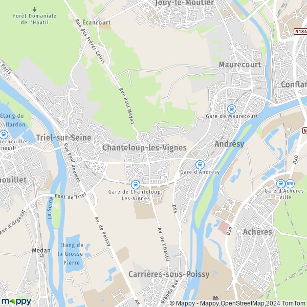 La carte pour la ville de Chanteloup-les-Vignes 78570