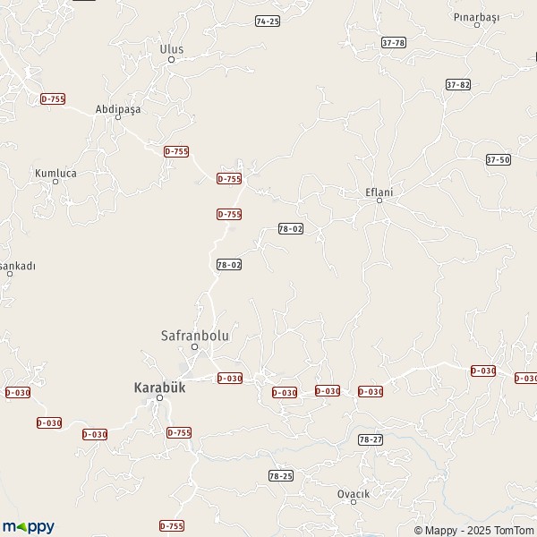 La carte pour la ville de Safranbolu 78600