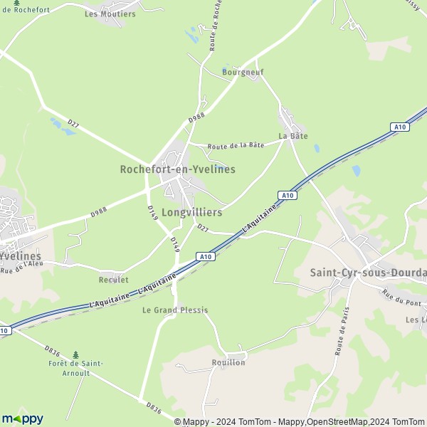La carte pour la ville de Longvilliers 78730