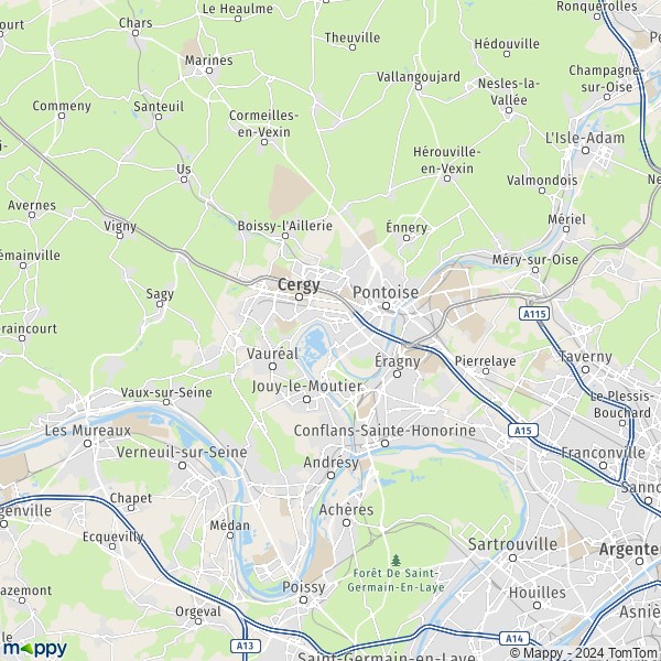 La carte pour la ville de Cergy-Pontoise