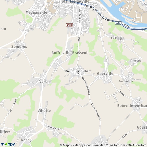 La carte pour la ville de Breuil-Bois-Robert 78930