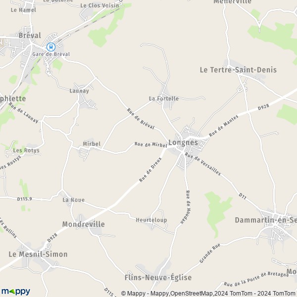 La carte pour la ville de Longnes 78980