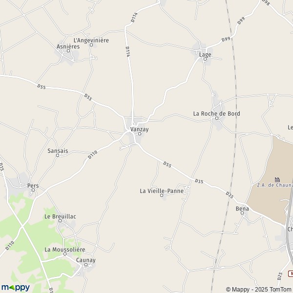 La carte pour la ville de Vanzay 79120