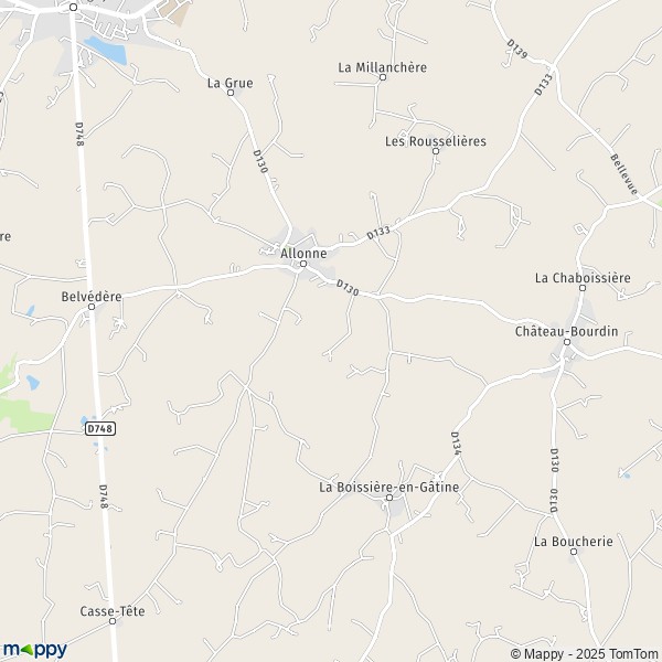 La carte pour la ville de Allonne 79130