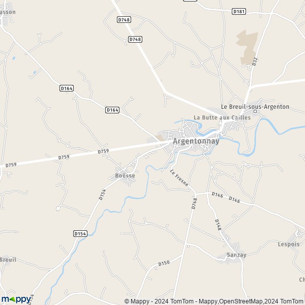 La carte pour la ville de Argenton-les-Vallées, 79150 Argentonnay