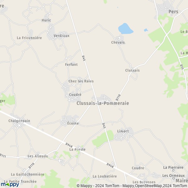 La carte pour la ville de Clussais-la-Pommeraie 79190