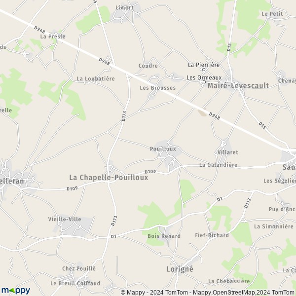 La carte pour la ville de La Chapelle-Pouilloux 79190