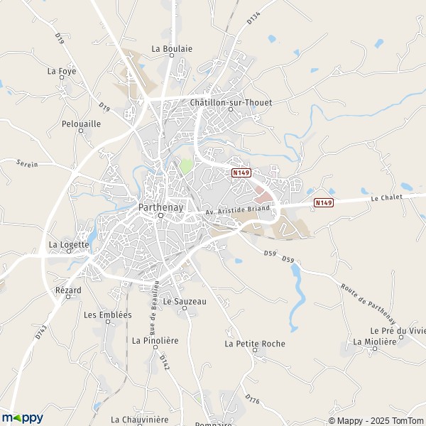 La carte pour la ville de Parthenay 79200