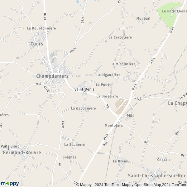 La carte pour la ville de Champdeniers 79220