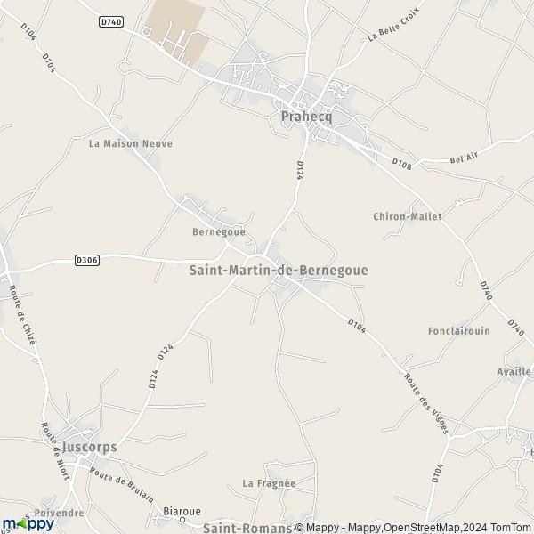 La carte pour la ville de Saint-Martin-de-Bernegoue 79230