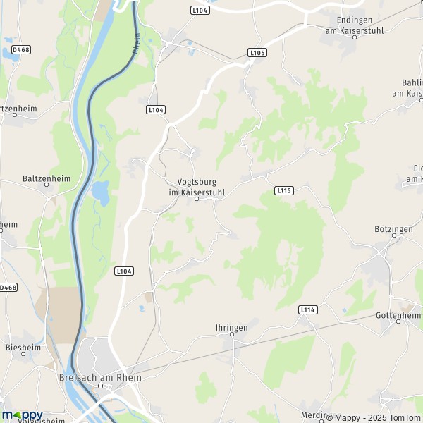 La carte pour la ville de 79235 Vogtsburg im Kaiserstuhl