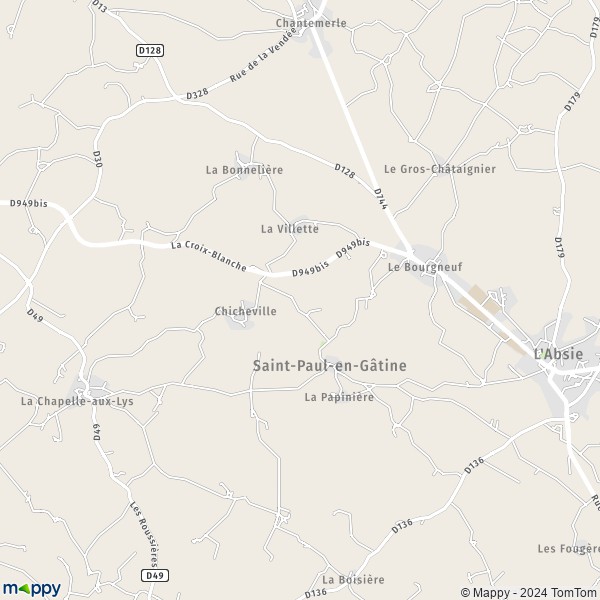 La carte pour la ville de Saint-Paul-en-Gâtine 79240