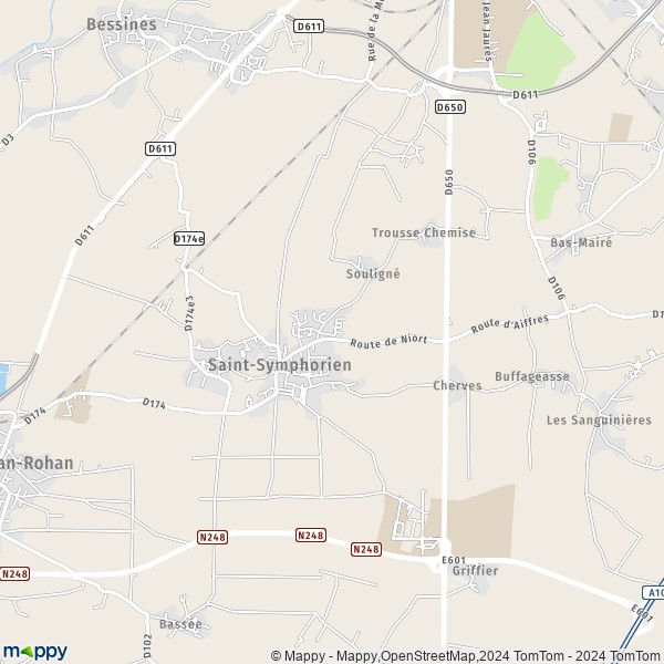 La carte pour la ville de Saint-Symphorien 79270