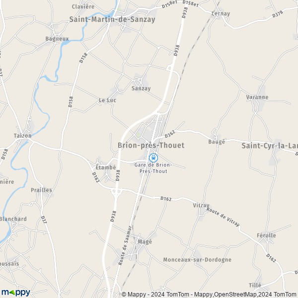 La carte pour la ville de Brion-près-Thouet 79290