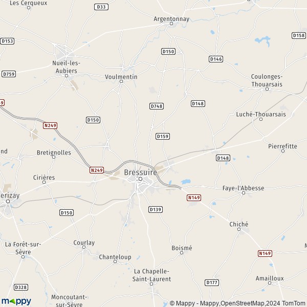 La carte pour la ville de Bressuire 79300