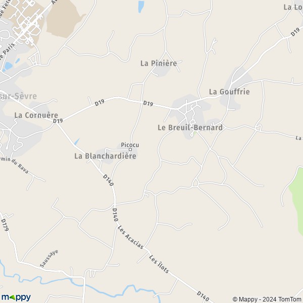 La carte pour la ville de Le Breuil-Bernard, 79320 Moncoutant-sur-Sèvre