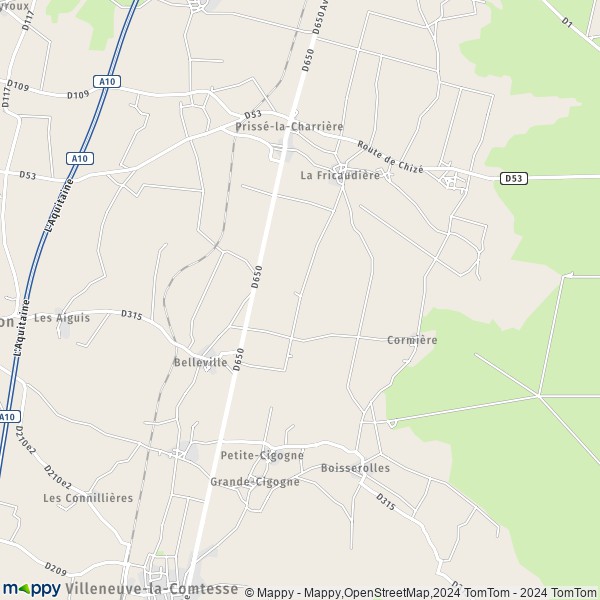 La carte pour la ville de Belleville, 79360 Plaine-d'Argenson