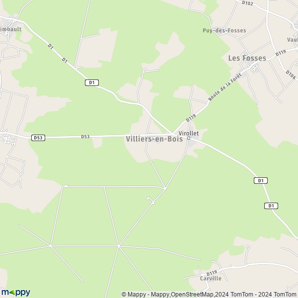 La carte pour la ville de Villiers-en-Bois 79360