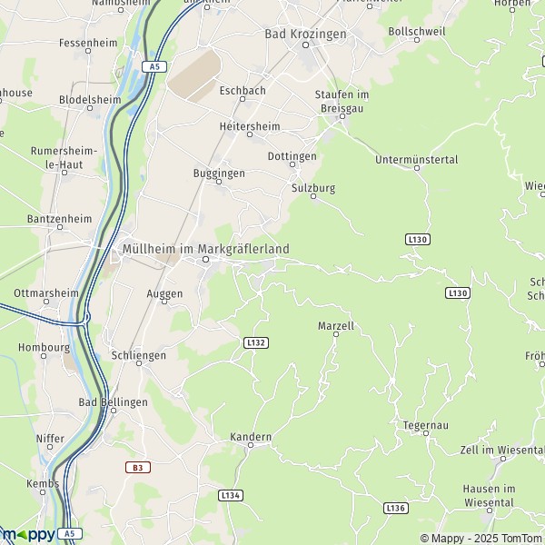 La carte pour la ville de 79379-79410 Müllheim im Markgräflerland