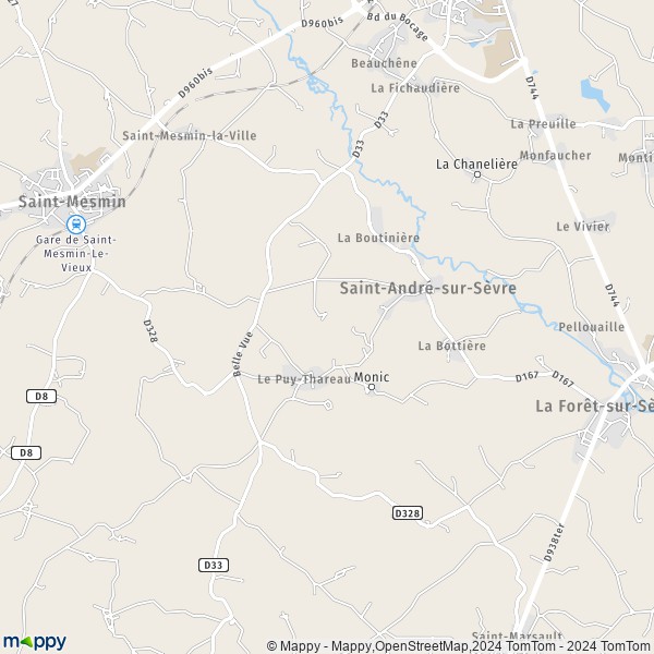 La carte pour la ville de Saint-André-sur-Sèvre 79380