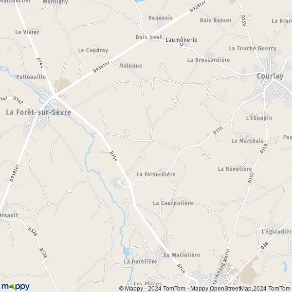 La carte pour la ville de Saint-Jouin-de-Milly, 79380 Moncoutant-sur-Sèvre