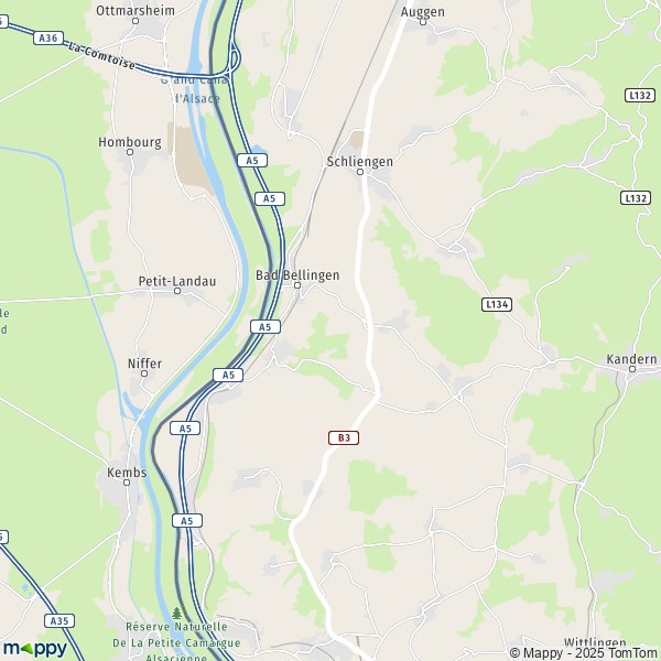 La carte pour la ville de 79415 Bad Bellingen