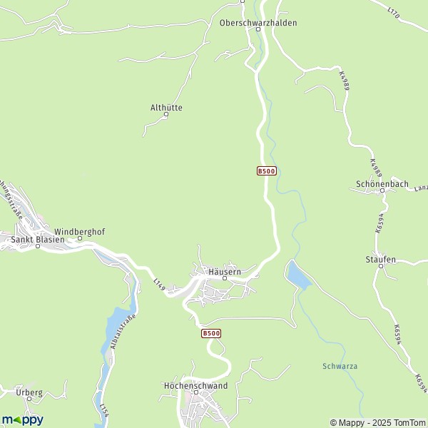 La carte pour la ville de 79837 Häusern
