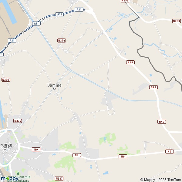 La carte pour la ville de 8000-8340 Damme